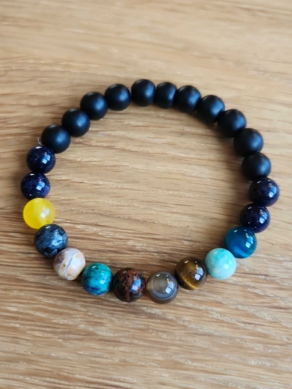 Solar System Bead Stretch Bracelet, Hand Crafted